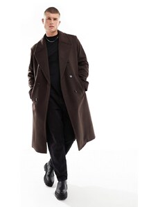 River Island - Studio - Cappotto di lana marrone scuro