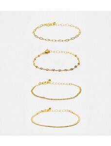 ASOS Curve ASOS DESIGN Curve - Confezione da 4 bracciali dorati placcati oro 14 k con catena miste