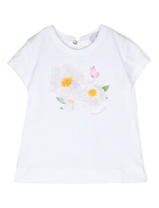 MONNALISA KIDS T-shirt bianca neonata con stampa floreale