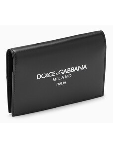 Dolce&Gabbana Porta passaporto nero in pelle di vitello con logo