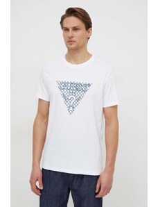 Guess t-shirt in cotone uomo colore bianco con applicazione