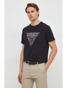 Guess t-shirt in cotone uomo colore nero con applicazione