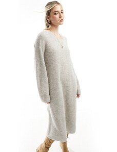 & Other Stories - Vestito midi in maglia beige a maniche lunghe in misto lana e lana di alpaca-Neutro