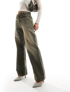 Bershka - Jeans a fondo ampio marrone effetto sporco-Grigio