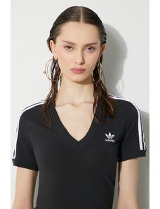 adidas Originals t-shirt 3-Stripes V-Neck Tee donna colore nero IU2416