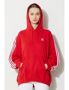 adidas Originals felpa 3-Stripes Hoodie OS donna colore rosso con cappuccio con applicazione IN8397