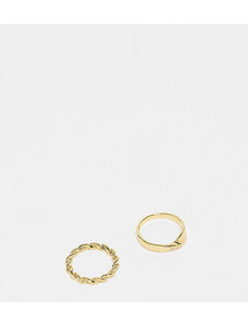 ASOS DESIGN - Confezione da 2 anelli dorati placcati oro 14k intrecciati