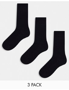 River Island - Confezione di 3 paia di calzini neri alla caviglia-Nero