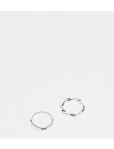 ASOS DESIGN - Confezione da 2 anelli placcati argento con design intrecciato