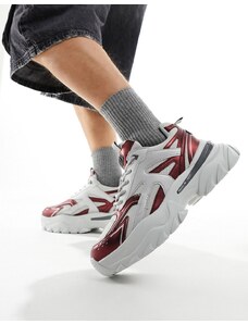 ASOS DESIGN - Chunky sneakers grigie con pannelli bordeaux metallizzati-Multicolore