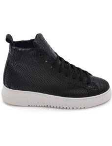 Malu Shoes Sneakers uomo alta stivaletto in vera pelle nera nappa stampa anaconda cocco fondo army made in italy moda