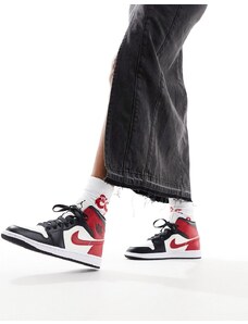 Air - Jordan 1 Mid - Sneakers alte grigio scuro e rosso gym