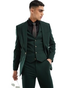ASOS DESIGN Wedding - Giacca da abito super skinny color bosco microtesturizzata-Verde