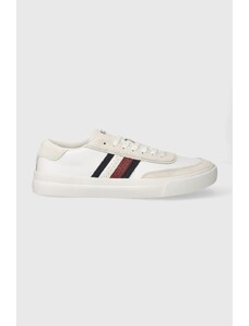 Tommy Hilfiger sneakers in pelle TH CUPSET RWB LTH colore bianco FM0FM04975