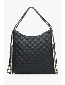 Women's Black Quilted Shoulder Bag made of Italian Genuine Leather Estro ER00114311