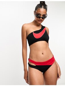 Nike Swimming - Icon Sneakerkini - Slip bikini nero e rosso asimmetrico