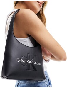 Calvin Klein Jeans - Borsa da spalla strutturata ad arco nera-Nero