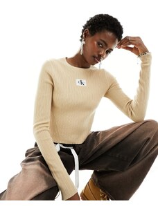 Calvin Klein Jeans - Easy - Maglione color sabbia a coste-Neutro