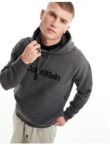 Calvin Klein - Felpa con cappuccio grigio scuro con ricamo in rilievo del logo