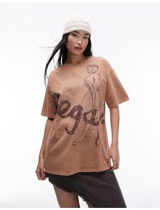 Topshop - Art Museum - T-shirt oversize marrone con stampa di Degas