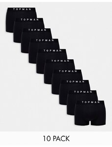 Topman - Confezione da 10 boxer aderenti neri-Multicolore