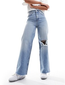 ASOS DESIGN - Dad jeans blu medio con strappi