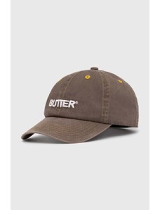 Butter Goods berretto da baseball in cotone Rounded Logo 6 Panel Cap colore marrone con applicazione BGQ423D15301