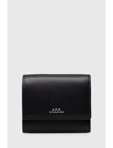 A.P.C. portafoglio in pelle Compact Lois Small colore nero PXBMW.H63453.LZZ