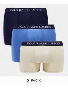Polo Ralph Lauren - Confezione da 3 paia di boxer aderenti blu navy, beige e blu