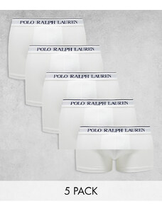 Polo Ralph Lauren - Confezione da 5 paia di boxer aderenti bianchi con fascia in vita con logo-Bianco