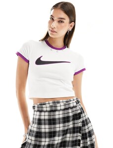 Nike - Streetwear - T-shirt baby bianca e viola-Bianco