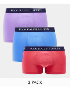 Polo Ralph Lauren - Confezione da 3 paia di boxer aderenti blu, viola e rossi