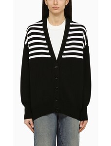 Givenchy Cardigan nero a righe in misto lana