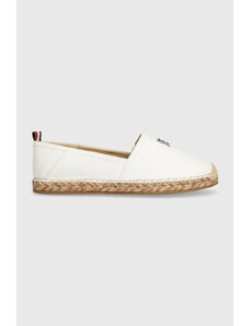 Tommy Hilfiger espadrillas in pelle TH LEATHER FLAT ESPADRILLE colore bianco FW0FW07720