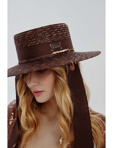 LE SH KA headwear cappello Brown Canotier colore marrone