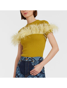 La DoubleJ Knitwear gend - High Kick Tee Lime L 68%Cashmere 30%Silk 2%Ostrich Feathers