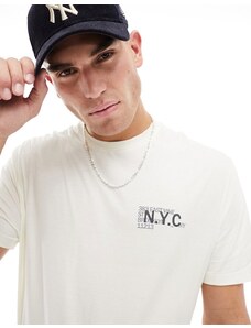 ASOS Design - T-shirt comoda beige con stampa NYC sul petto-Neutro