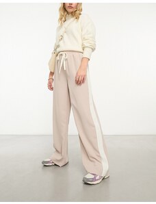 ASOS DESIGN - Pantaloni marroni color visone con pannello a contrasto-Rosa