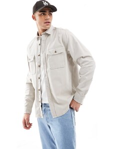 ASOS DESIGN - Camicia giacca in cotone grigio chiaro