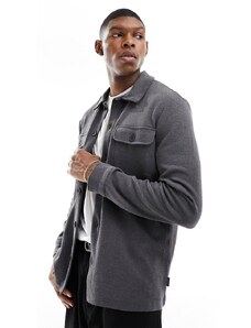 Only & Sons - Camicia giacca felpata grigio scuro con tasche