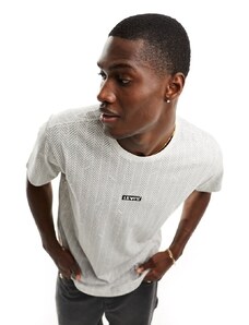 Levi's - T-shirt grigia con motivo a spina di pesce e logo centrale-Grigio