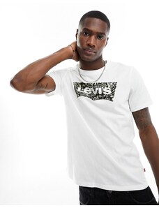 Levi's - T-shirt bianca con stampa del logo batwing sul petto-Bianco