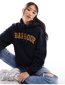 Barbour - Mayfield - Felpa con cappuccio squadrata blu navy con logo