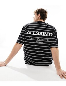 AllSaints - Underground - T-shirt oversize nera a righe-Nero