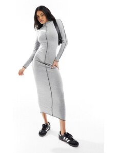 ASOS DESIGN - Vestito lungo grigio con cuciture a vista