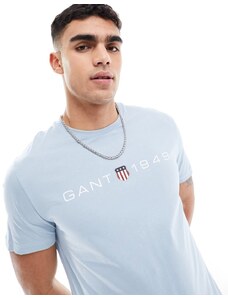 GANT - 1949 - T-shirt blu chiaro con stampa del logo e stemma
