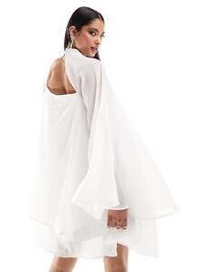 Y.A.S - Vestito da sposa corto bianco trasparente e fluttuante con maniche oversize