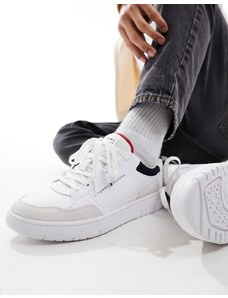 Tommy Hilfiger - Sneakers basic stile basket in materiali misti bianche in pelle-Bianco