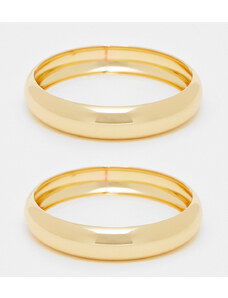 DesignB London - Set di 2 braccialetti rigidi color oro