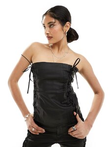 Weekday - Ima - Top a corsetto nero stringato in coordinato